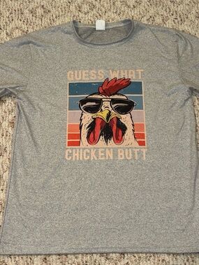 Guess What Chicken Butt Graphic Tee - Gray